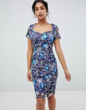 Vestido Midi Con Escote En Forma De Corazón En Encaje Estampado De Paper Dolls