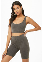 Ribbed Crop Top & Biker Shorts Set