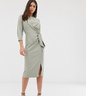 Vestido Midi Con Detalle Cruzado Y Lazada De Asos Design Tall