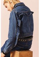Ruffle-trim Denim Jacket