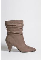 Ruched Faux Suede Ankle Boots