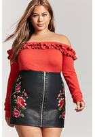 Plus Size Off-the-shoulder Flounce Sweater