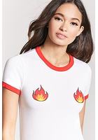 Flame Graphic Ringer Tee