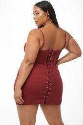 Plus Size Lace-up Mini Dress