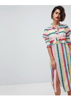 Vestido Midi Con Aberturas Laterales Y Diseño A Rayas De Vero Moda
