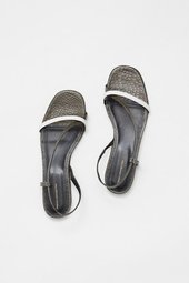 Croc Leather Wrap Around Flat Sandal - Lizard Green/off White