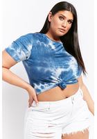 Plus Size Tie-dye Knotted Tee