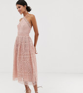 Vestido Midi De Encaje Con Corpiño Estilo Pichi De Asos Design Tall