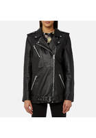 Gestuz Women's Keiko Long Leather Jacket - Black - Eu 38/uk 10 - Black