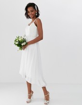 Vestido Midi De Novia Con Pliegues Y Cinturón Adornado De Ted Baker