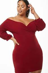 Plus Size Off-the-shoulder Mini Dress