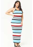 Plus Size Multicolor Striped Bodycon Maxi Dress