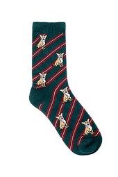 Men Dog Print Striped Crew Socks