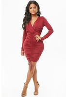 Ruched Surplice Mini Dress