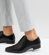Zapatos Oxford Negros De Cuero Con Puntera De Asos Wide Fit