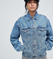 Chaqueta Vaquera Girlfriend En Azul Medio Lavado De Asos Design Tall