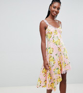 Vestido Camisola Con Aplicación De Encaje Y Estampado Floral De Asos Design Tall