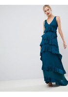 Vestido Largo Con Volantes Escalonados De Y.a.s