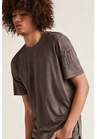 Faux Suede Utility-pocket Tee