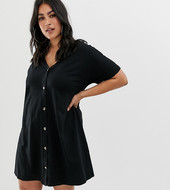 Minivestido Con Vuelo Y Diseño Flameado Con Botones De Asos Design Curve