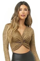 Metallic Twist-front Crop Top