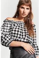 Off-the-shoulder Gingham Crop Top