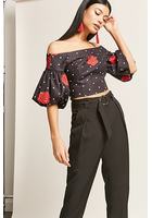 Polka Dot Rose Top & Belted Pants Set