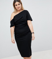 Vestido De Tubo Con Pliegue En El Hombro De Asos Design Curve