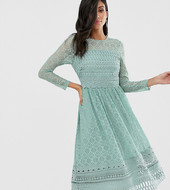 Vestido Skater Midi De Encaje Premium De Asos Design Tall