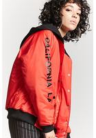 Hooded Graphic Bomber Jacket