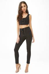 Lace-up Cropped Tank Top & Leggings Set