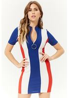 Colorblock Zip-front Bodycon Dress