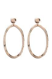 Hammered Drop Hoop Earrings