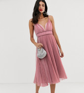 Vestido Midi De Tul Plisado Con Detalle Retorcido De Asos Design Tall