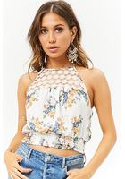 Floral Print Halter Crop Top