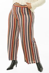 Plus Size Striped High-waist Palazzo Pants