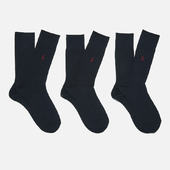 Polo Ralph Lauren Men's Egyptian Cotton Ribbed Socks (3 Pack) - Navy - Uk 6-9/eu 40-43 - Blue