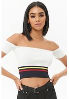 Off-the-shoulder Striped Crop Top