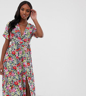 Vestido Midi Anudado A La Cintura Con Falda Plisada Y Estampado Vintage De Glamorous Tall