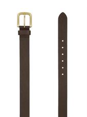 Slim Leather Belt With Brushed Gold Buckle In Tan