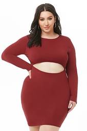 Plus Size Midriff Cutout Mini Dress