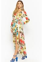 Floral Shadow-striped Maxi Dress