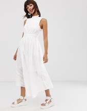 Vestido Midi Con Bordado Inglés De Asos White