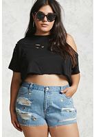 Plus Size Denim Grommet Shorts