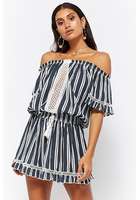 Vintage Havana Striped Off-the-shoulder Mini Dress