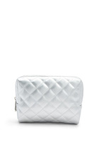 Quilted Faux Leather Makeup Bag