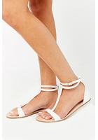 Faux Leather T-strap Sandals