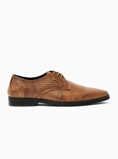 Tan 'steele Lizard' Derby Shoes