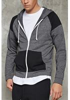 Contrast-panel Zippered Hoodie