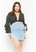 Plus Size Distressed Denim Skirt
